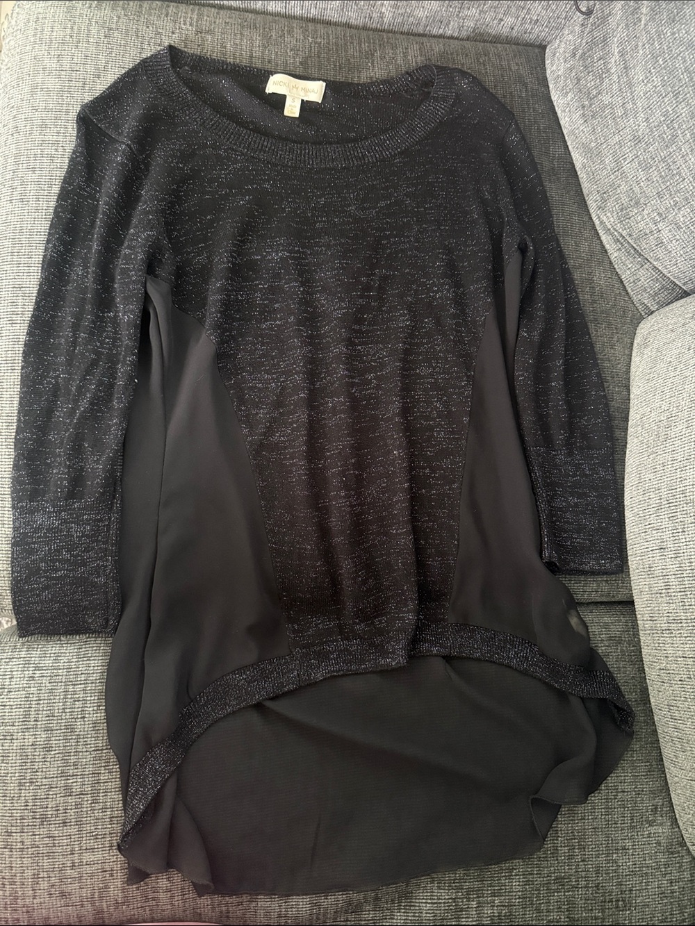 Nicki Minaj Black Metallic Mixed-Media Tunic